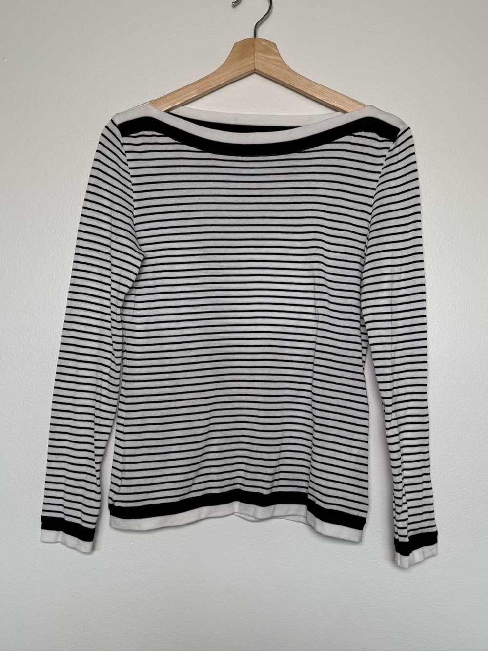 MaxMara Black & White Striped Long-Sleeve Top